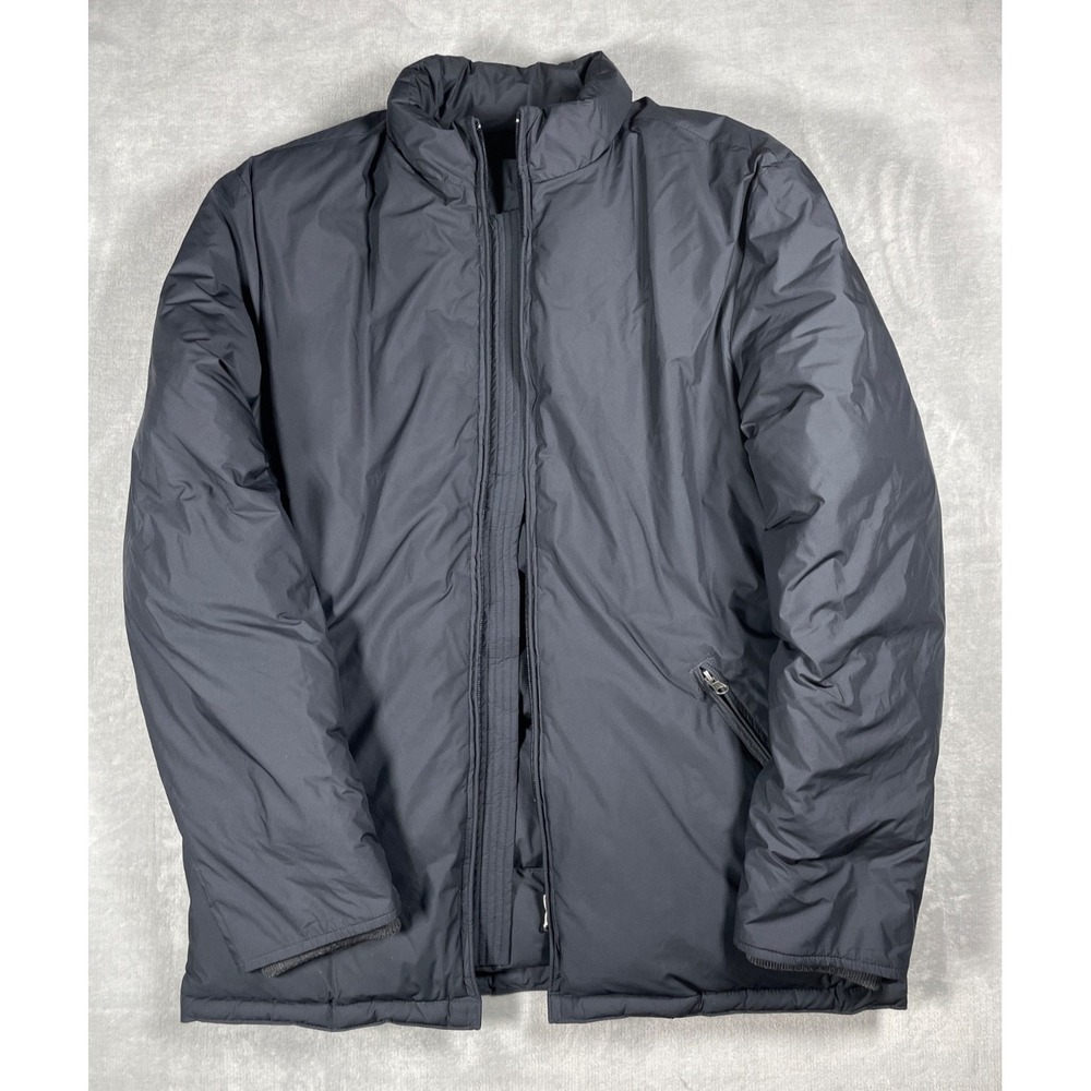 Steven Alan Down Puffer Jacket Men M Black Full Zip Hooded Minimal Coat